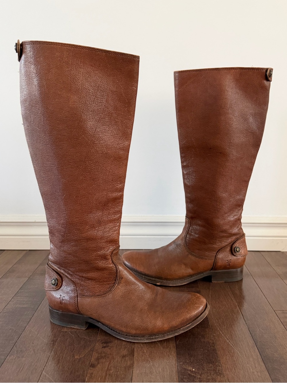 Frye Tall Leather Riding Boots With Back Zipper - Women's Size 7